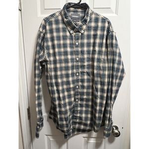 Bonobos Shirt Mens 2XL XXL Slim Fit Plaid Long Sleeve Tan Green